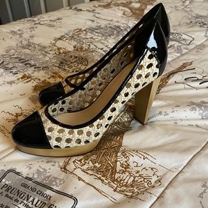 Cole Haan Patent Leather- Weaved Block Heel